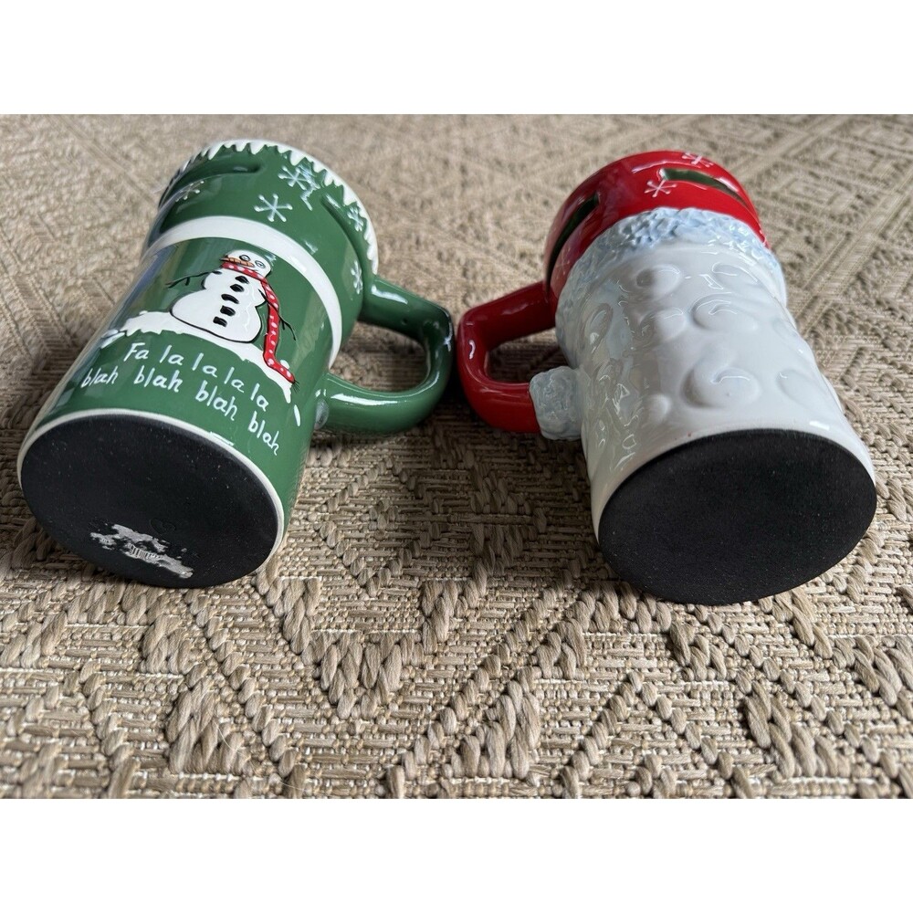 Vintage 3D Ceramic Santa Claus Coffee Mug Believe in Santa Christmas Cup. Set 2 - Picture 5 of 8